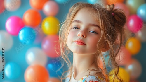 Adorable Little Girl with Balloons