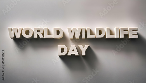 WORLD WILD LIFE DAY wooden Thick block letters with minimal decoration, perfect word