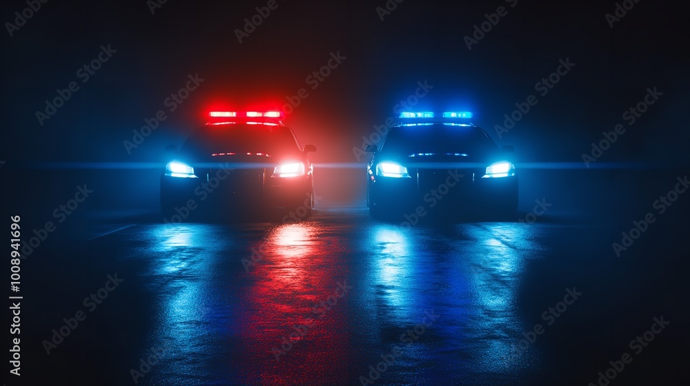 Realistic Vector of Blue and Red Flashing Sirens in the Dark Realistic Vector of Blue and Red Flashing Sirens in the Dark
