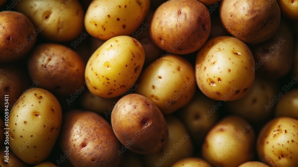 A close-up of various potatoes showcasing their different colors and textures. A close-up of various potatoes showcasing their different colors and textures.