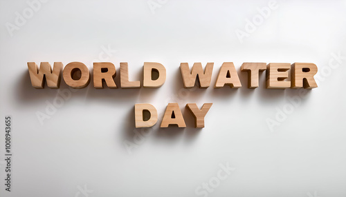 WORLD WATER DAY wooden Thick block letters with minimal decoration, perfect word