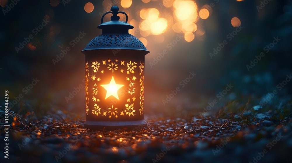 Ornate Lantern Glowing in the Forest Ornate Lantern Glowing in the Forest