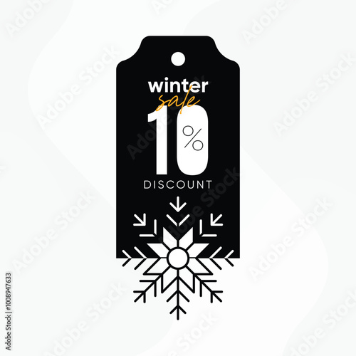 winter sale vector. winter sale tag. winter sale 10% discount. winter 10% discount tag