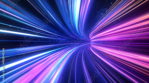 Abstract Colorful Light Speed Streaks in Space