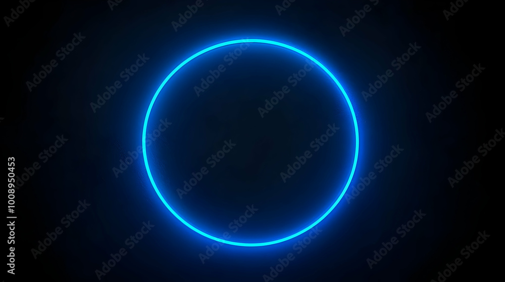 Minimalistic Blue Neon Circle on Dark Background Minimalistic Blue Neon Circle on Dark Background