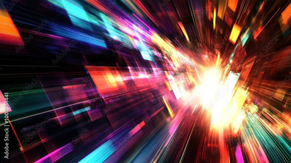 Abstract Light Streaks with Bright Explosion in the Center Abstract Light Streaks with Bright Explosion in the Center
