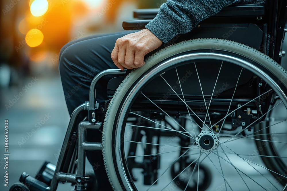 Disabled Handicapped Man in a Wheelchair Close-up, Disability Inclusion Disabled Handicapped Man in a Wheelchair Close-up, Disability Inclusion