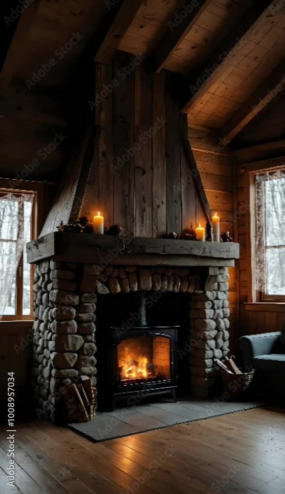 fireplace with burning logs fireplace with burning logs