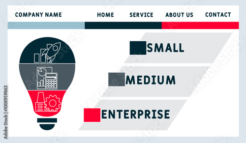 SME - Small medium enterprise acronym. business concept background. vector illustration concept with keywords and icons. lettering illustration with icons for web banner, flyer, landing pag