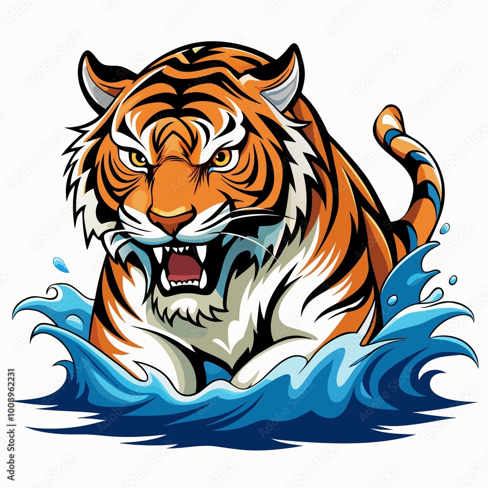 Fototapeta premium Ferocious tiger in water
