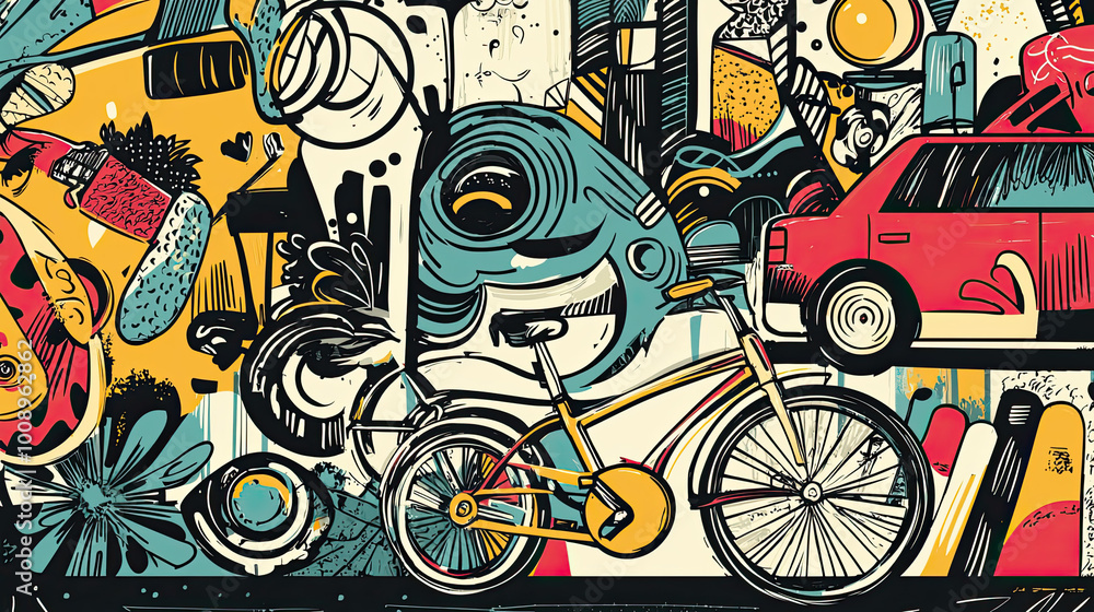 Vehicle doodles background Vehicle doodles background