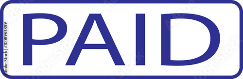 Paid blue stamp vector texture design line icon for many purposes. Rubber cliche imprint. Stencil business illustration, payment money fee, bank invoice office fee isolated on transparent background.