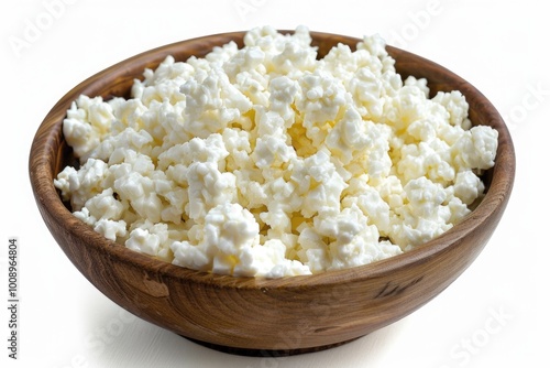 Wallpaper Mural A simple and healthy snack of cottage cheese served in a natural wooden bowl Torontodigital.ca