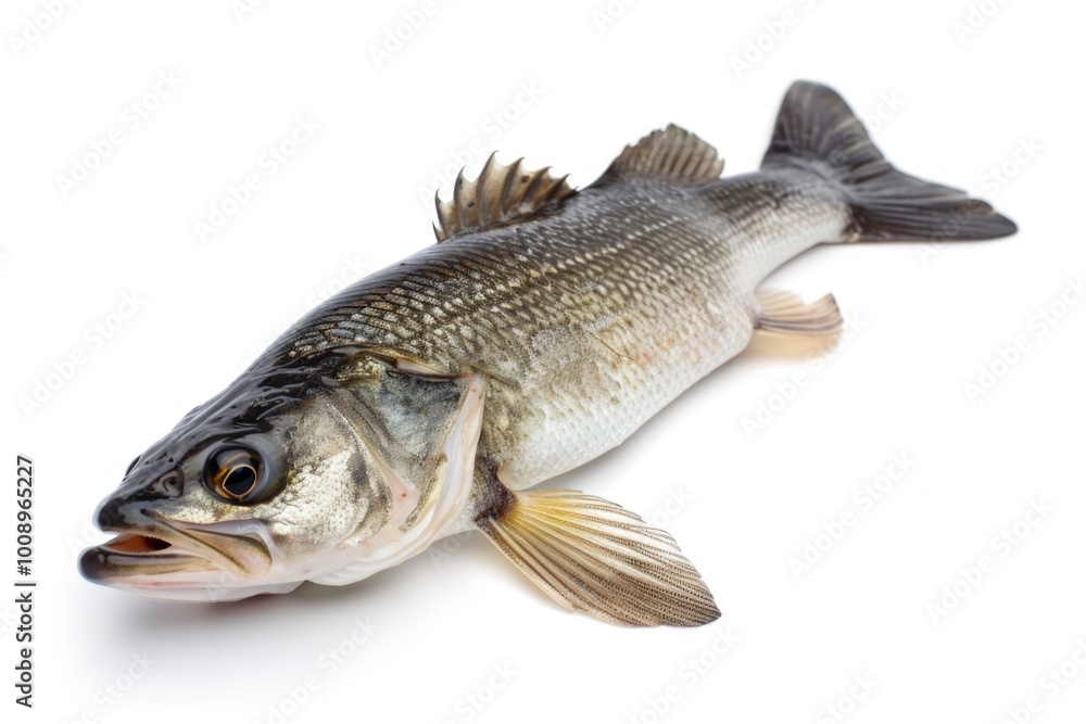 A fish lying on a white background A fish lying on a white background