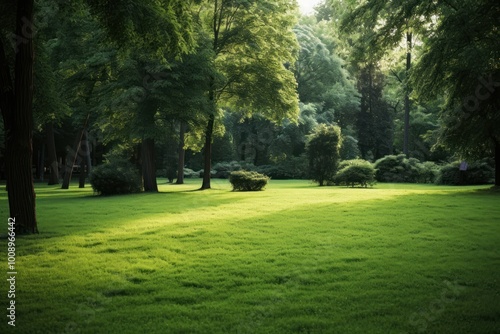 Wallpaper Mural Green lawn landscape outdoors woodland. Torontodigital.ca