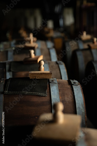 Balsamic vinegar barrels where the vinegar waits to be aged.