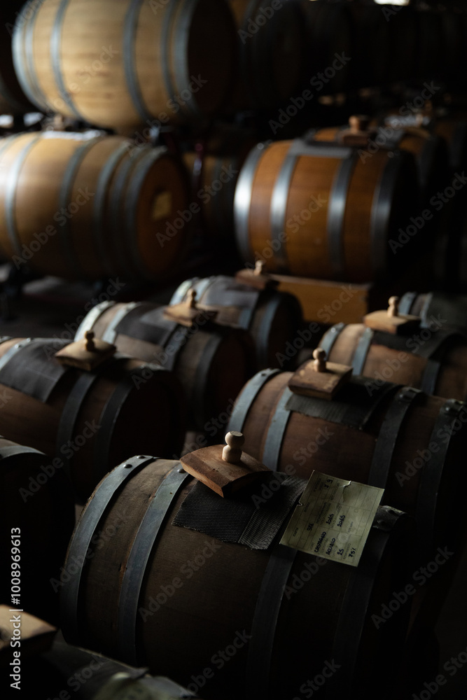 Balsamic vinegar barrels where the vinegar waits to be aged. Balsamic vinegar barrels where the vinegar waits to be aged.