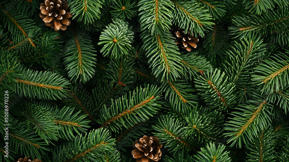 Tło składające się z gęstych gałęzi choinki, pokrytych soczystą zielenią, wprowadza świąteczny klimat.