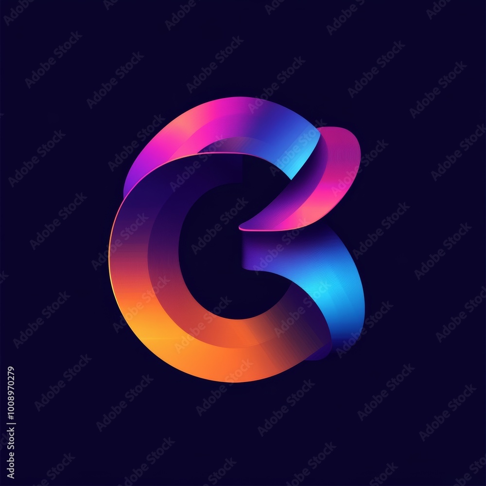 Naklejka premium Abstract Gradient Letter C Logo Design Colorful 3D Icon Symbol