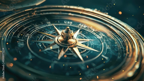 Wallpaper Mural A close-up of an antique compass, showcasing intricate details and a timeless design that evokes adventure and exploration. Torontodigital.ca