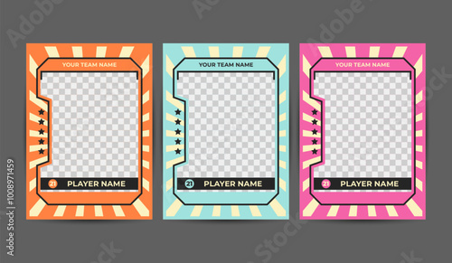 Set of trading frames for game sports card template. Frames for team and player names with transparent space for a photo