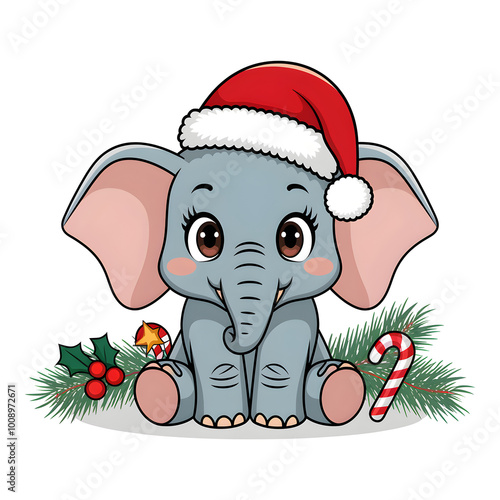 Christmas themed sticker design background White elephant photo