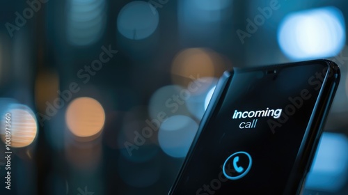 Close-up of a smartphone screen with an incoming call notification.