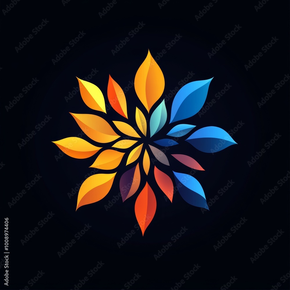 Fototapeta premium Abstract Colorful Flower Logo Design with Gradient Leaves