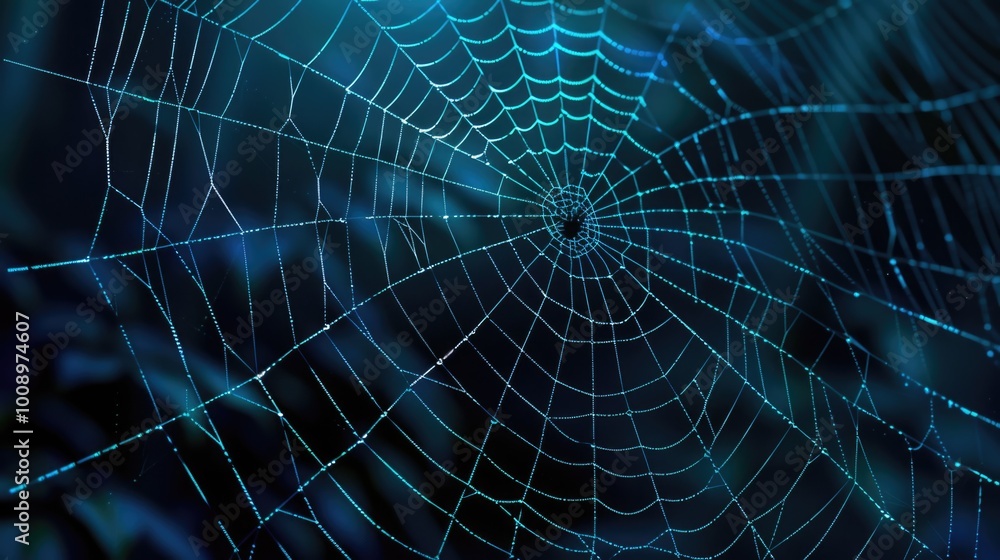 A close-up shot of a spider web covered in tiny water droplets, perfect for use in scientific or educational contexts A close-up shot of a spider web covered in tiny water droplets, perfect for use in scientific or educational contexts