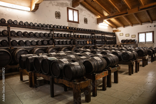 Balsamic vinegar barrels where the vinegar waits to be aged.