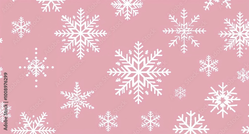 Delicate snowflake patterns in a pastel pink abstract design