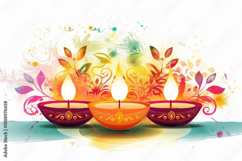 Three colorful candles on a white background Three colorful candles on a white background