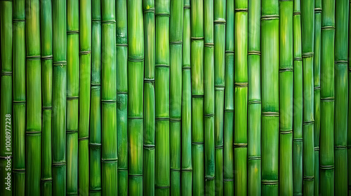 Vibrant Green Bamboo Texture for Background Use