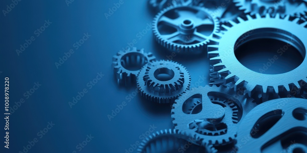 A collection of intricate gears set against a vibrant blue background, reflecting precision and mechanical engineering. A collection of intricate gears set against a vibrant blue background, reflecting precision and mechanical engineering.