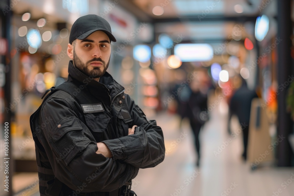 A man stands with his arms crossed, wearing a black jacket and hat A man stands with his arms crossed, wearing a black jacket and hat
