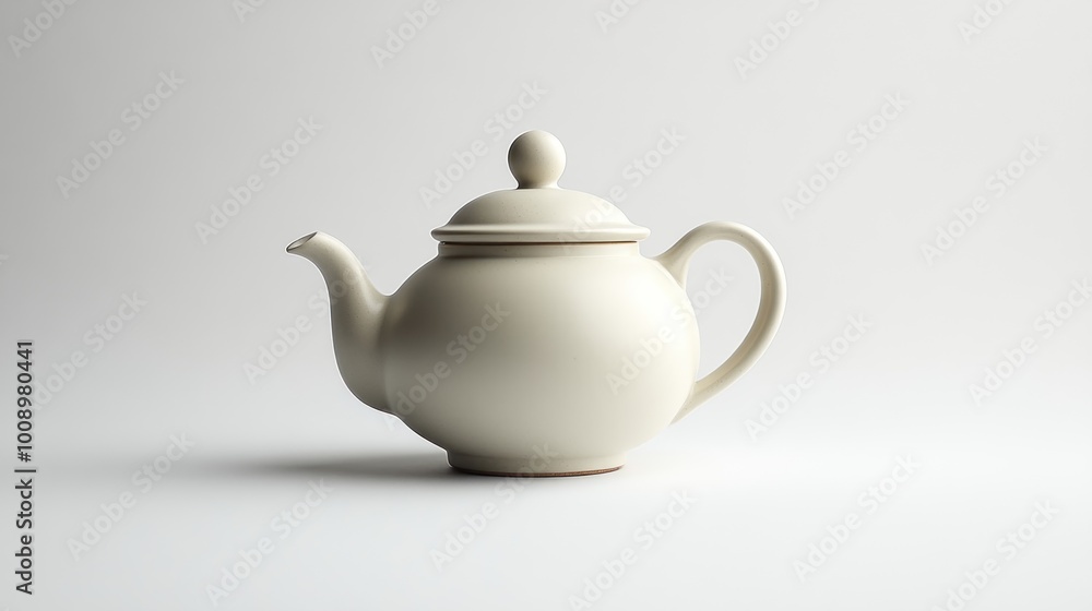 A simple, elegant teapot in a minimalist setting. A simple, elegant teapot in a minimalist setting.
