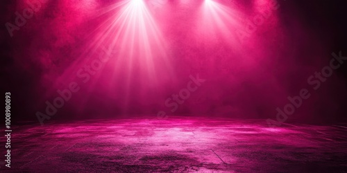 Dark abstract background. Empty neon stage with rays