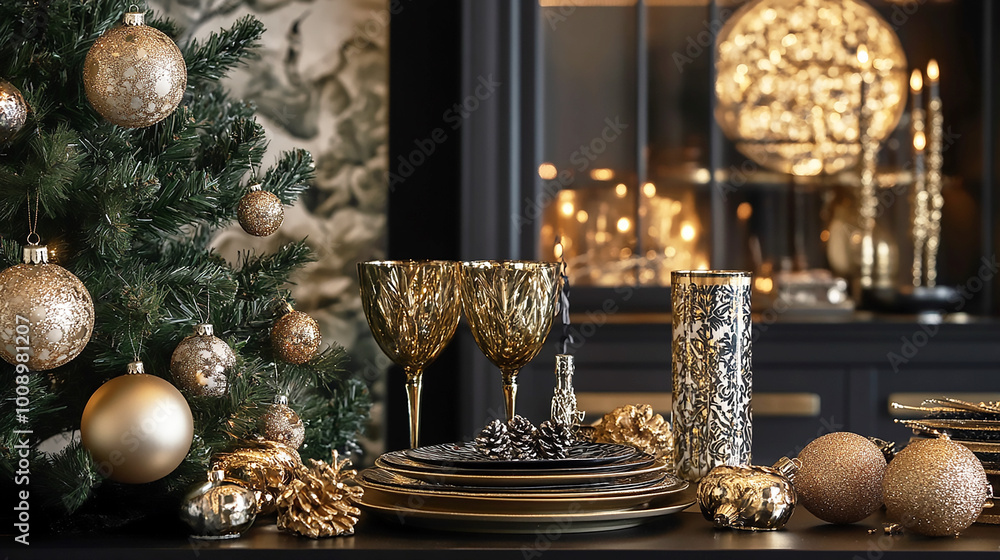 Luxe Party Vibes with Gold and Confetti Background. Generative AI Luxe Party Vibes with Gold and Confetti Background. Generative AI
