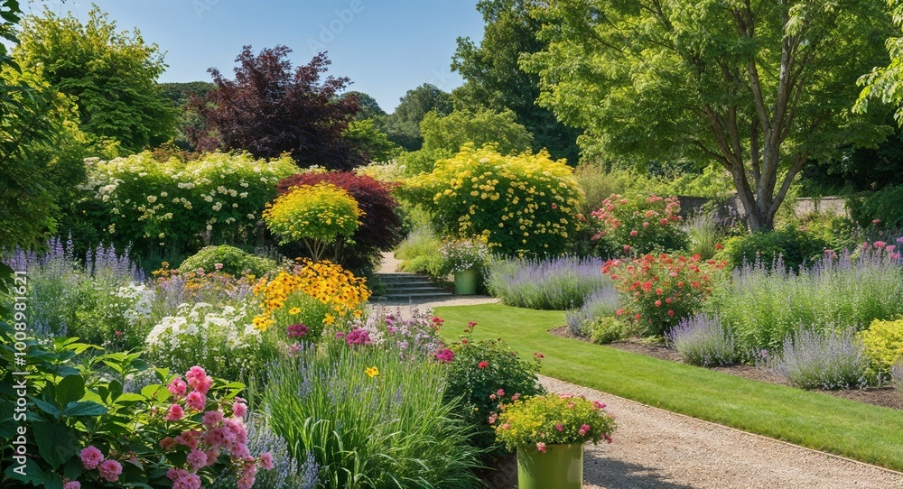 lush garden in full bloom showcasing a picture lush garden in full bloom showcasing a picture