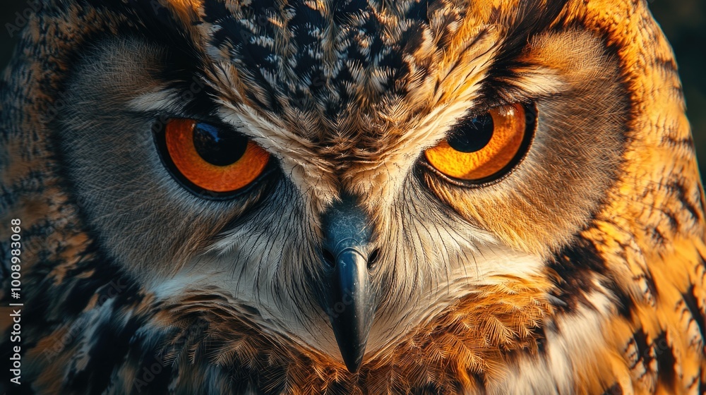 Owl Close Up Orange Eyes Owl Close Up Orange Eyes