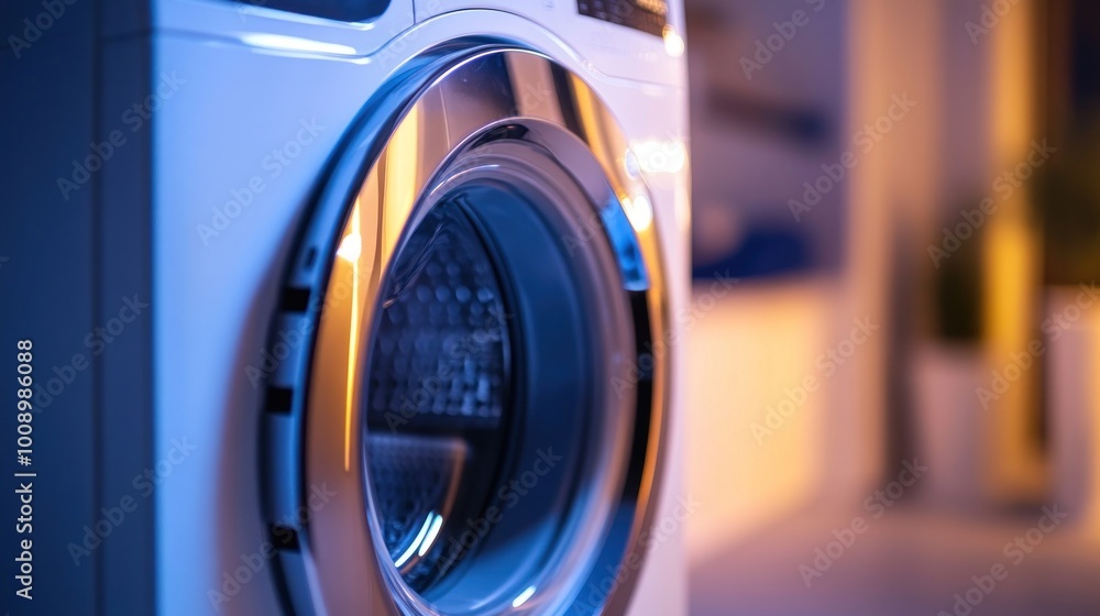 A close-up of a modern washing machine, highlighting its design and functionality. A close-up of a modern washing machine, highlighting its design and functionality.