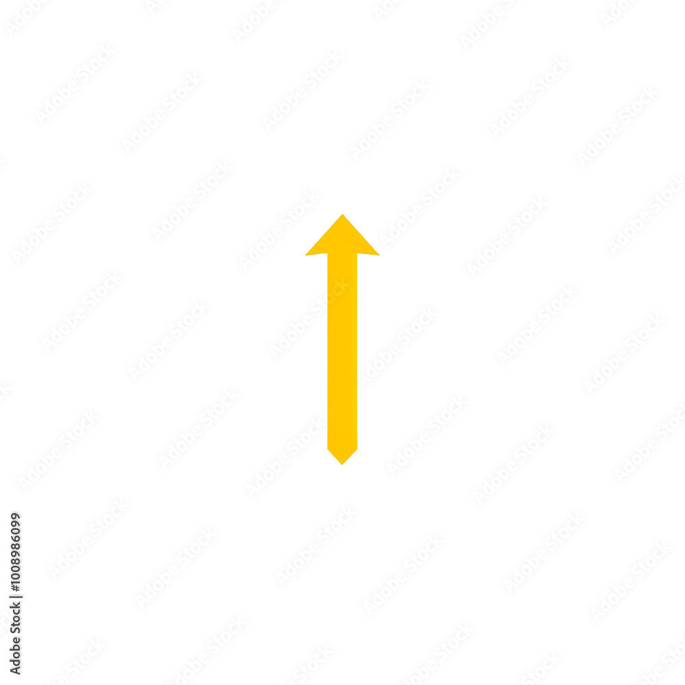 Bold yellow upward-pointing arrow symbol, isolated on transparent background, Generative AI Bold yellow upward-pointing arrow symbol, isolated on transparent background, Generative AI