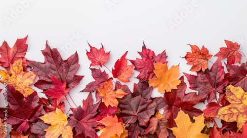 Close-up of autumnal leaves on a clean white background, perfect for fall-themed designs