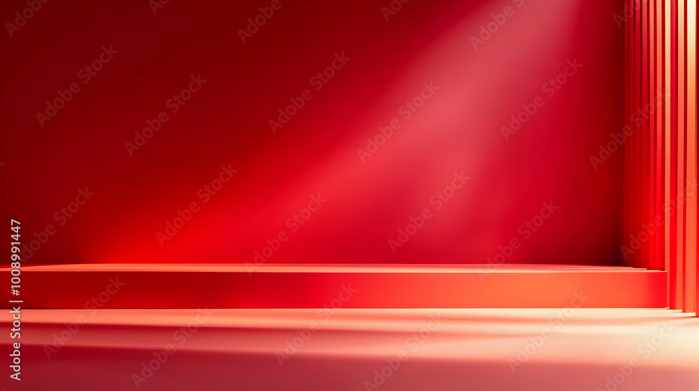 Bright Red Wall with Light and Shadow Effects Bright Red Wall with Light and Shadow Effects