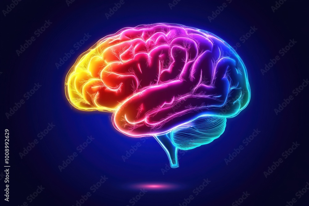 Human brain activity with plexus lines.. External cerebral connections in the frontal lobe. Communication, psychology, artificial intelligence or AI, cognition concepts illustration with copy space. Human brain activity with plexus lines.. External cerebral connections in the frontal lobe. Communication, psychology, artificial intelligence or AI, cognition concepts illustration with copy space.