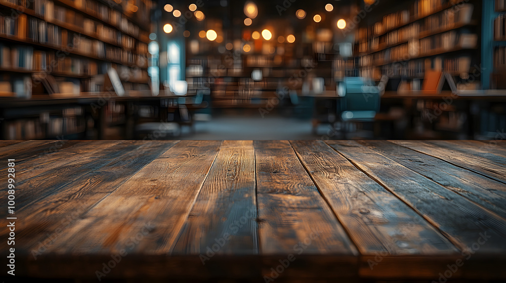 Empty Wooden Tabletop with a Blurred Modern Library in the Background, Creating a Perfect Scene for Product Display, Presentations, or Educational Content, Ideal for Professional or Academic Use, Offe Empty Wooden Tabletop with a Blurred Modern Library in the Background, Creating a Perfect Scene for Product Display, Presentations, or Educational Content, Ideal for Professional or Academic Use, Offe
