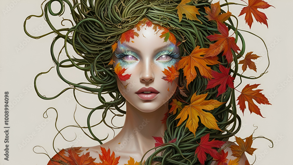 portrait of a woman with a wreath of flowers portrait of a woman with a wreath of flowers