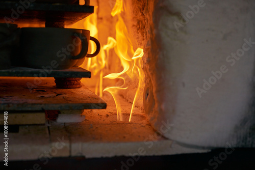 Many rustic clay in the kiln