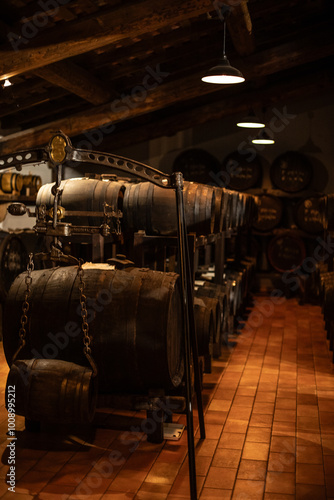 Balsamic vinegar barrels where the vinegar waits to be aged.