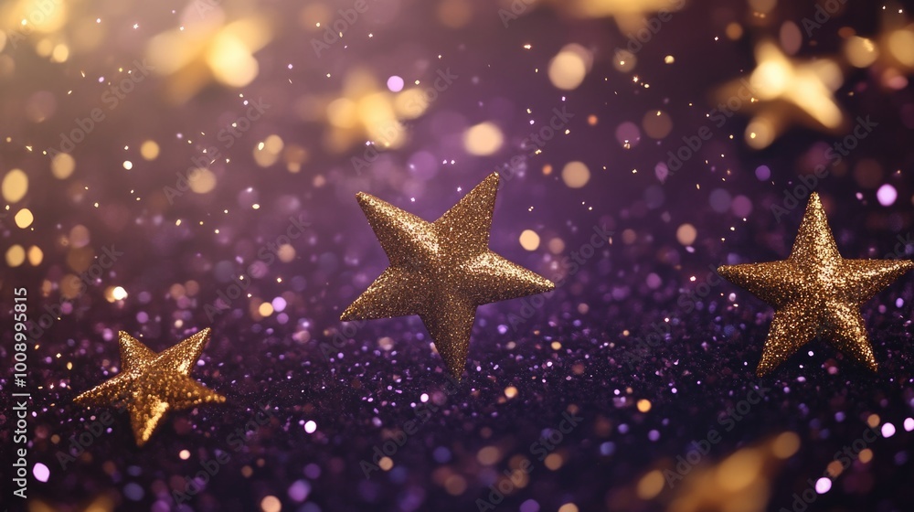 Gold Stars on Purple Background Gold Stars on Purple Background